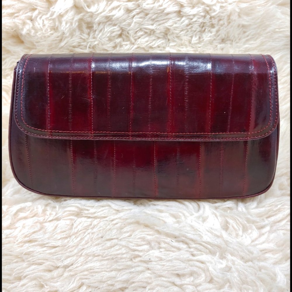 MODA SPANA Eel Skin Clutch/Purse, Wine